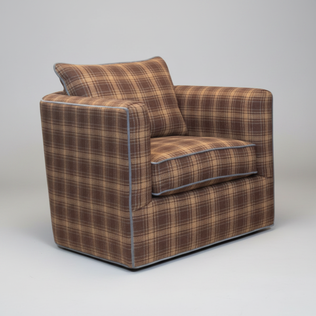 Wool Twill with Contrast Denim Piping Swivel