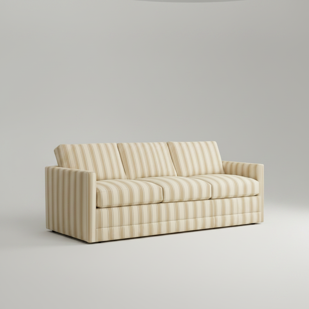 Chunky Caramel Striped Long Sofa