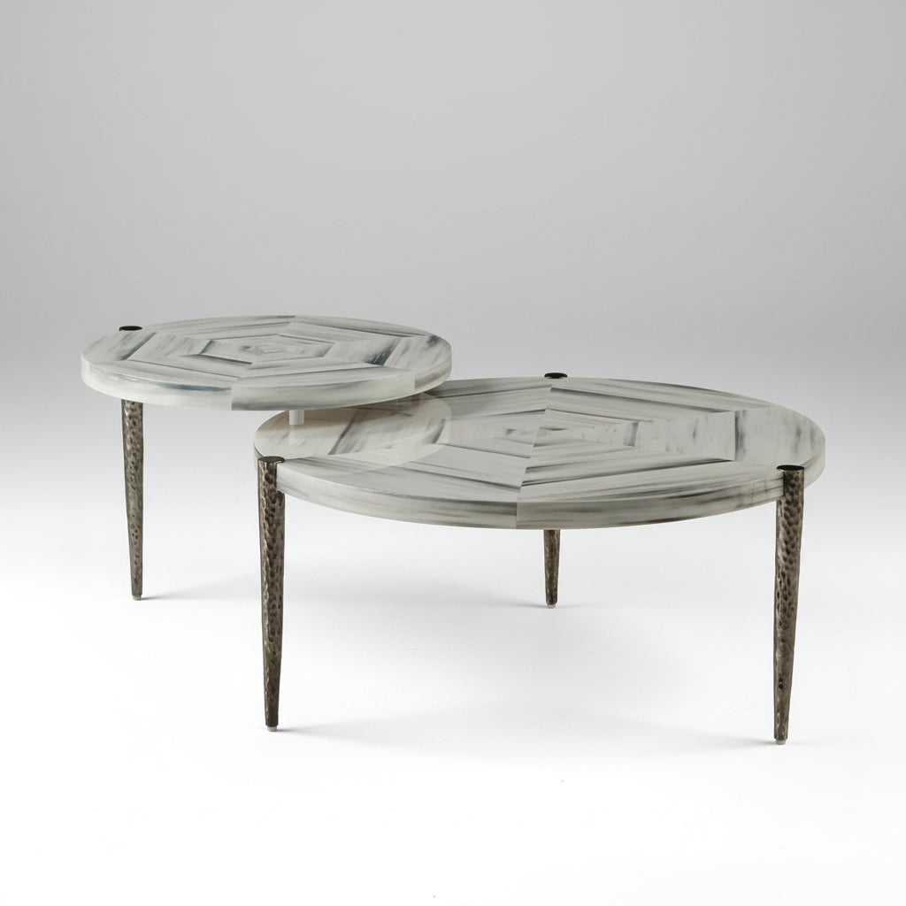 Faux Horn + Metal Nesting Cocktail Table