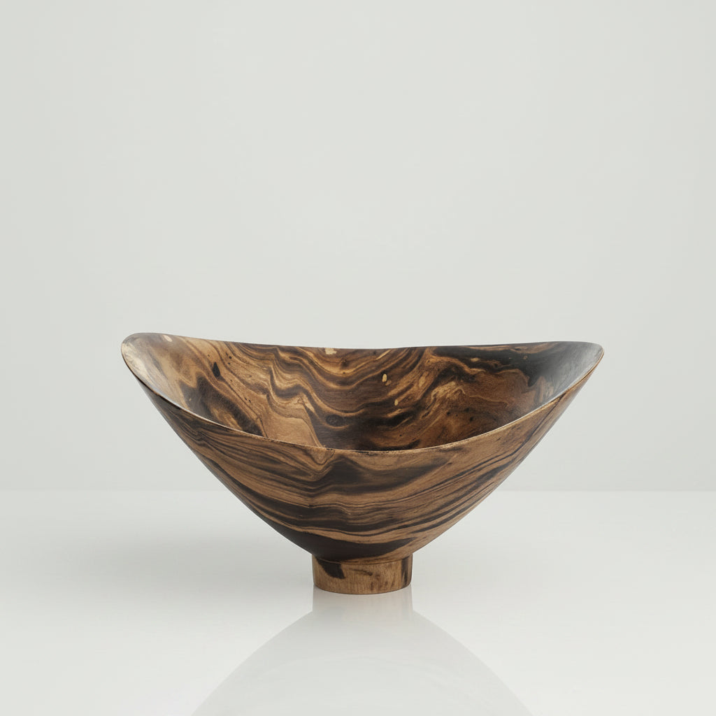 Footed Marbleized Mango Wood Bowl