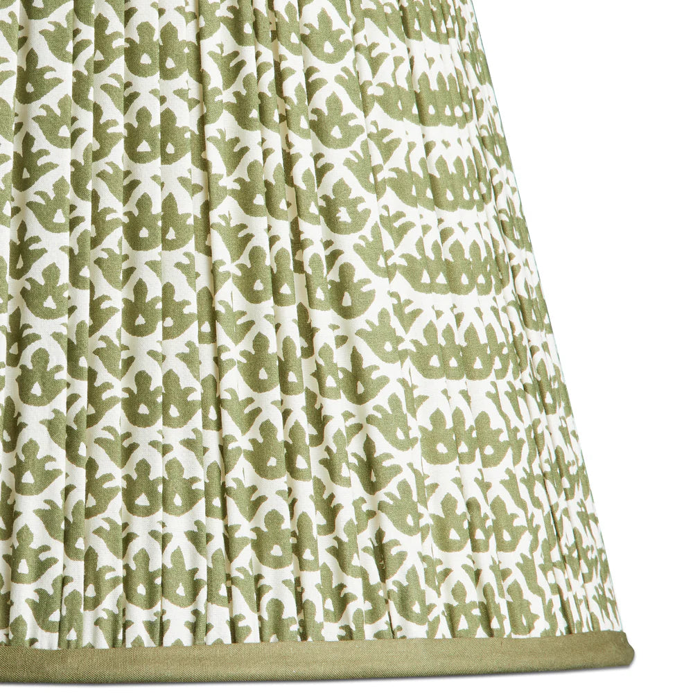 Green Block Print Lamp Shade, 12"