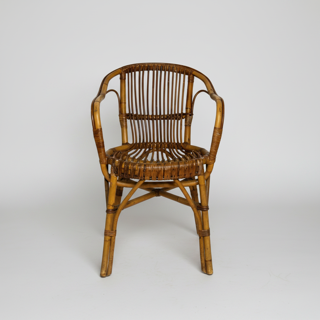 Curved Wicker Arm Chair