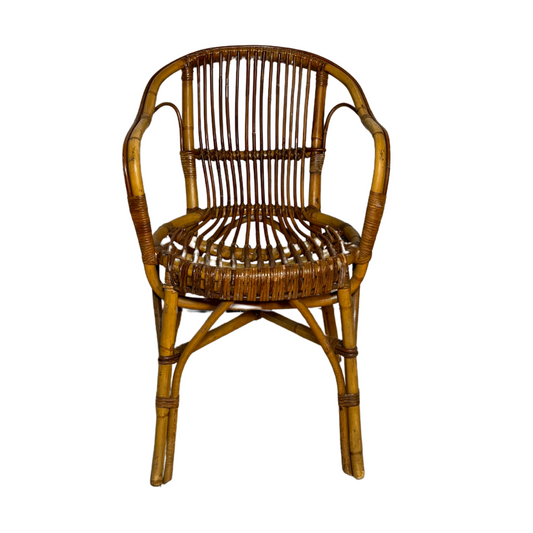 Curved Wicker Arm Chair