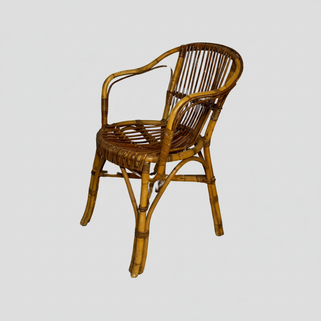 Curved Wicker Arm Chair
