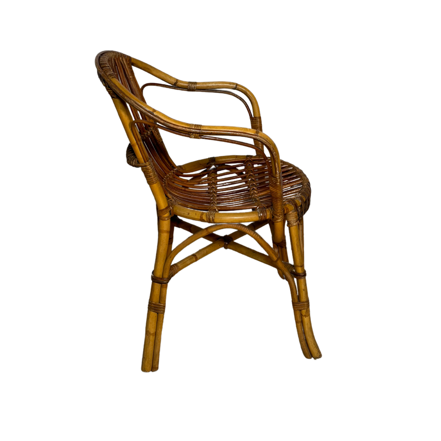 Curved Wicker Arm Chair
