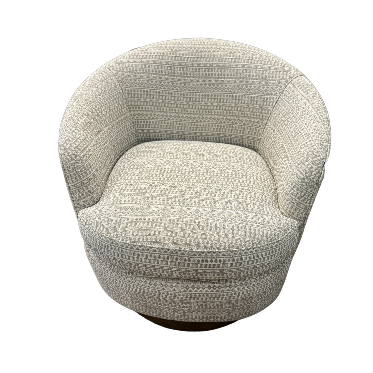 Rounded Swivel Chair in Sandy Tribal Stripe + Fawn Base