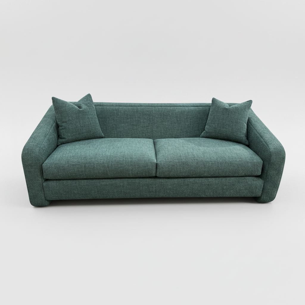 Two Seat Tight Back Sofa in Nubby Teal