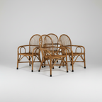 Set of Six Italian Wicker Armchairs