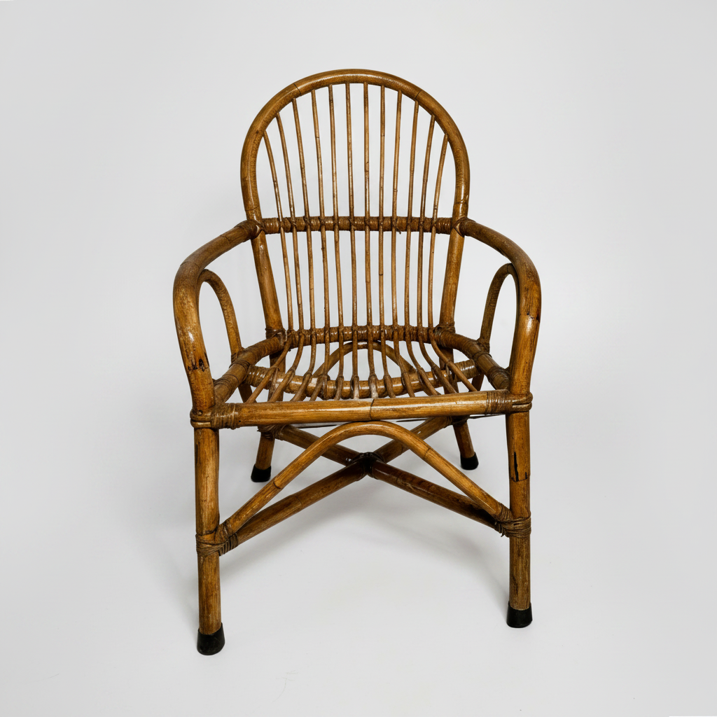 Set of Six Italian Wicker Armchairs
