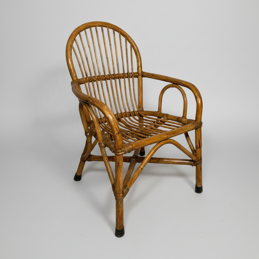 Set of Six Italian Wicker Armchairs