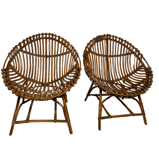 Pair of Ovetto Wicker Chairs
