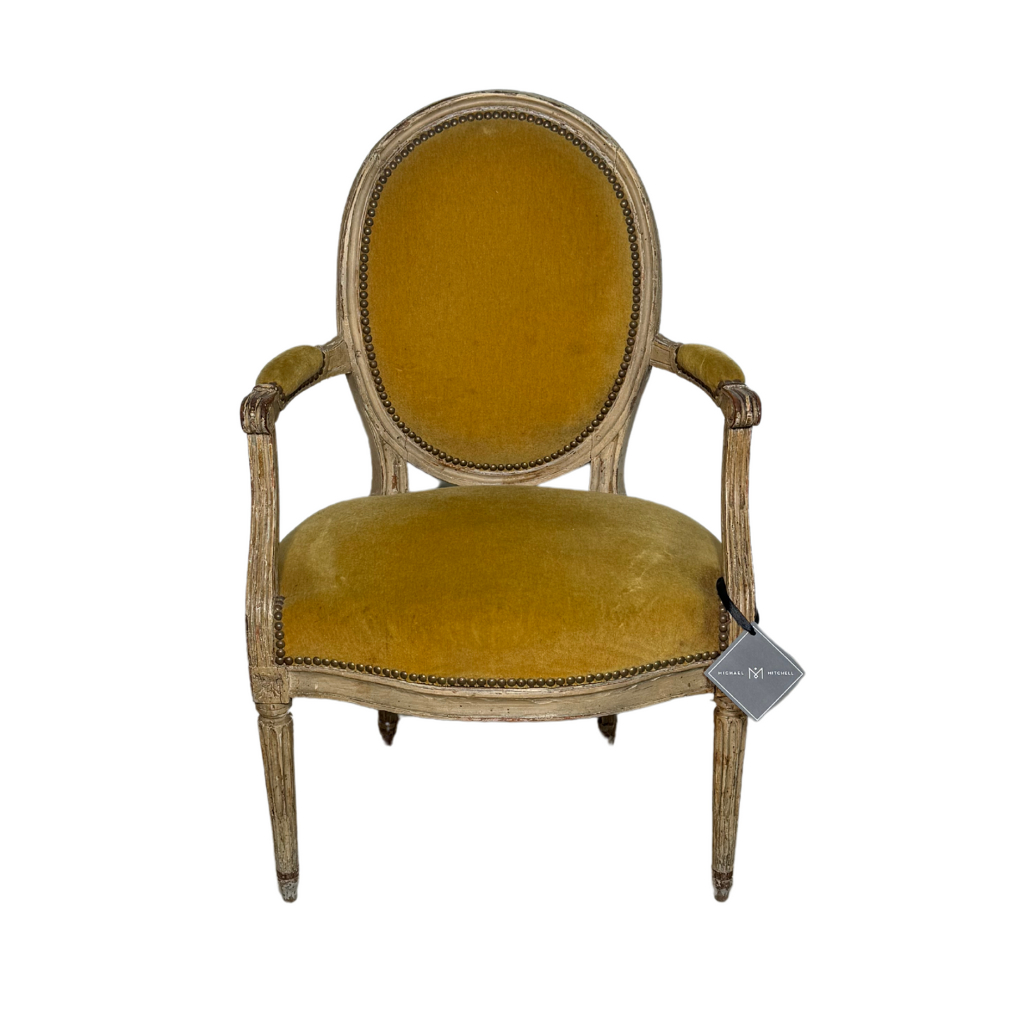 Louis XVI Mohair Mustard Chairs, Pair