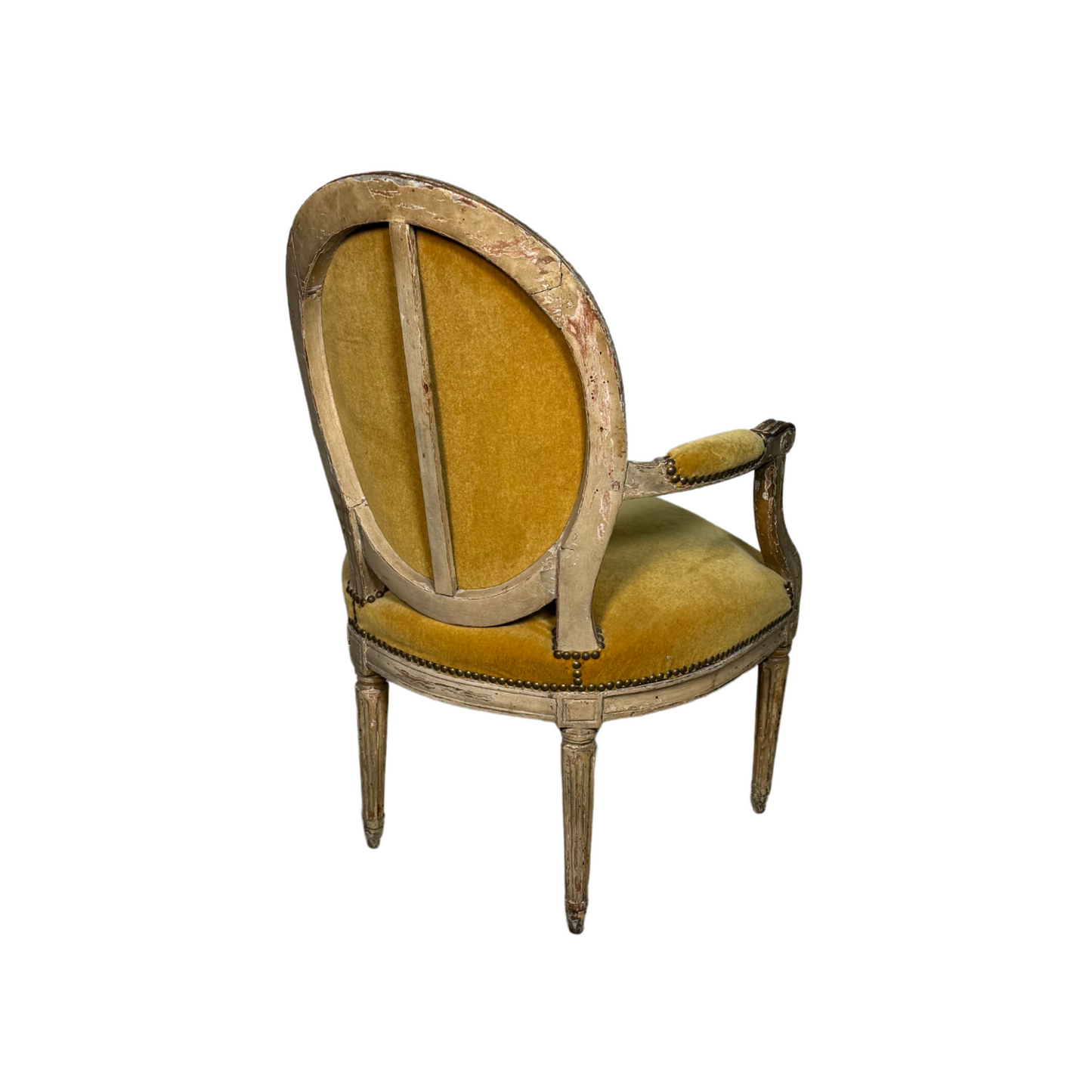 Louis XVI Mohair Mustard Chairs, Pair