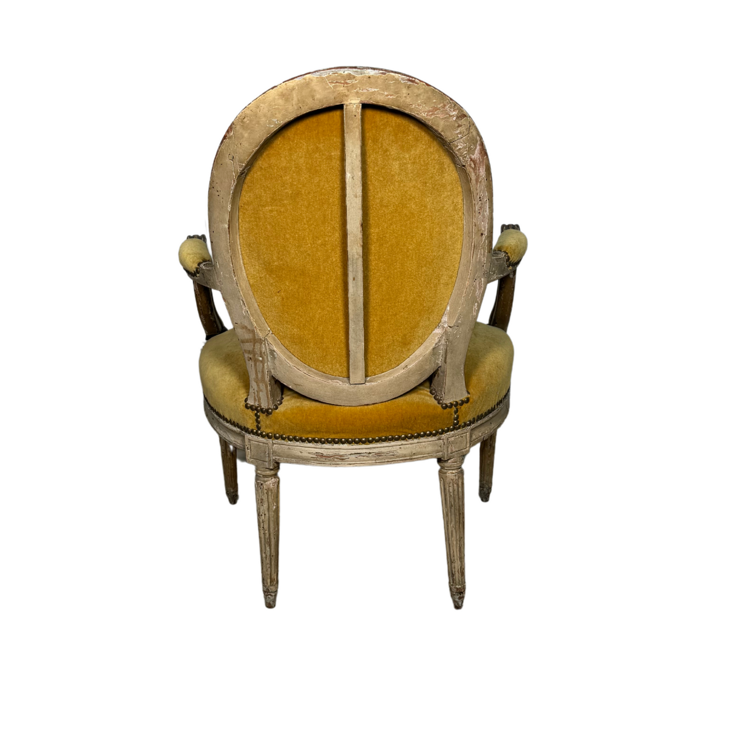 Louis XVI Mohair Mustard Chairs, Pair