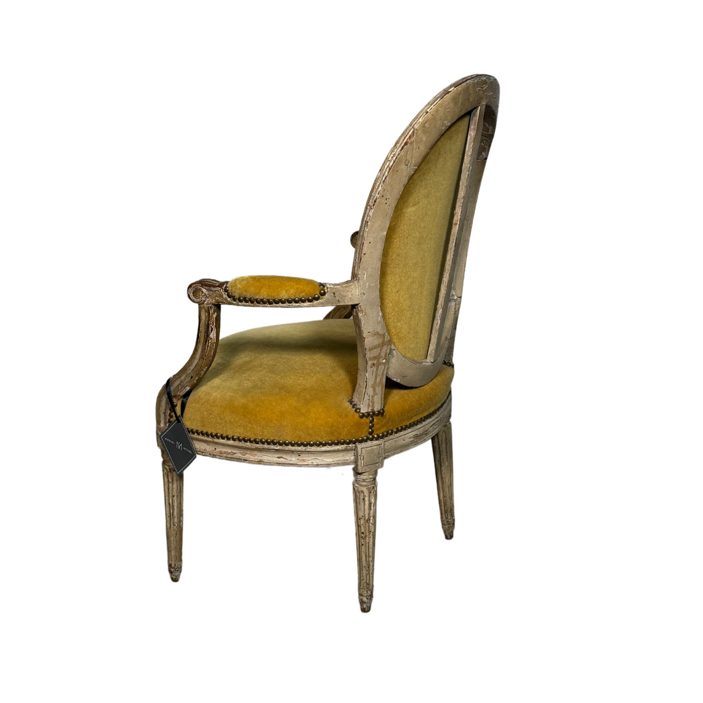 Louis XVI Mohair Mustard Chairs, Pair