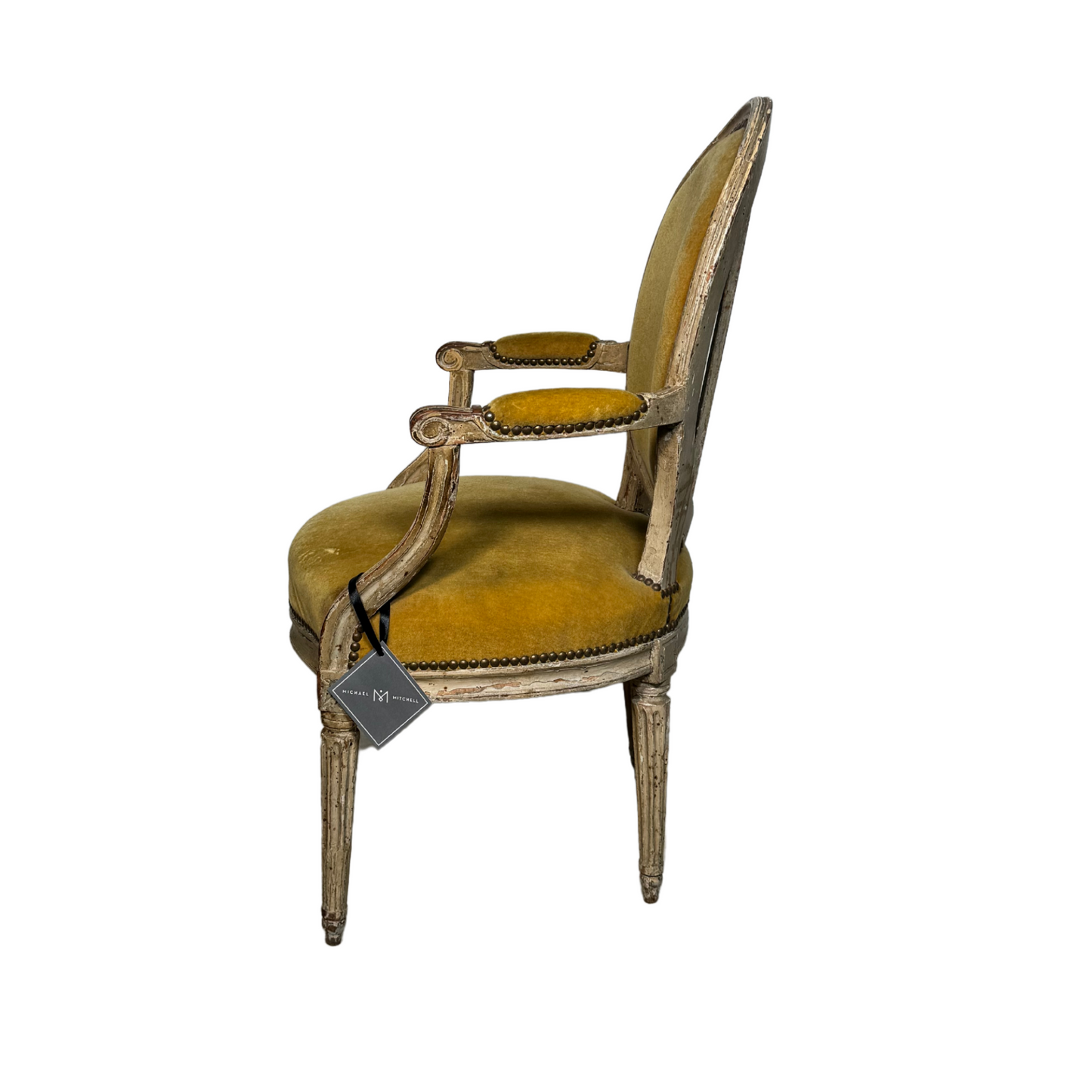 Louis XVI Mohair Mustard Chairs, Pair
