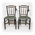 Antique Napoleon Chairs with Yellow and Blue Upholstering c1880's, Pair