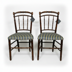 Antique Napoleon Chairs with Yellow and Blue Upholstering c1880's, Pair