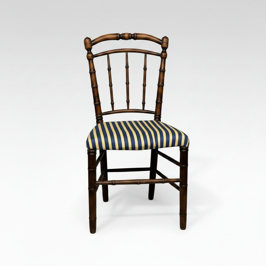 Antique Napoleon Chairs with Yellow and Blue Upholstering c1880's, Pair