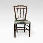 Antique Napoleon Chairs with Yellow and Blue Upholstering c1880's, Pair