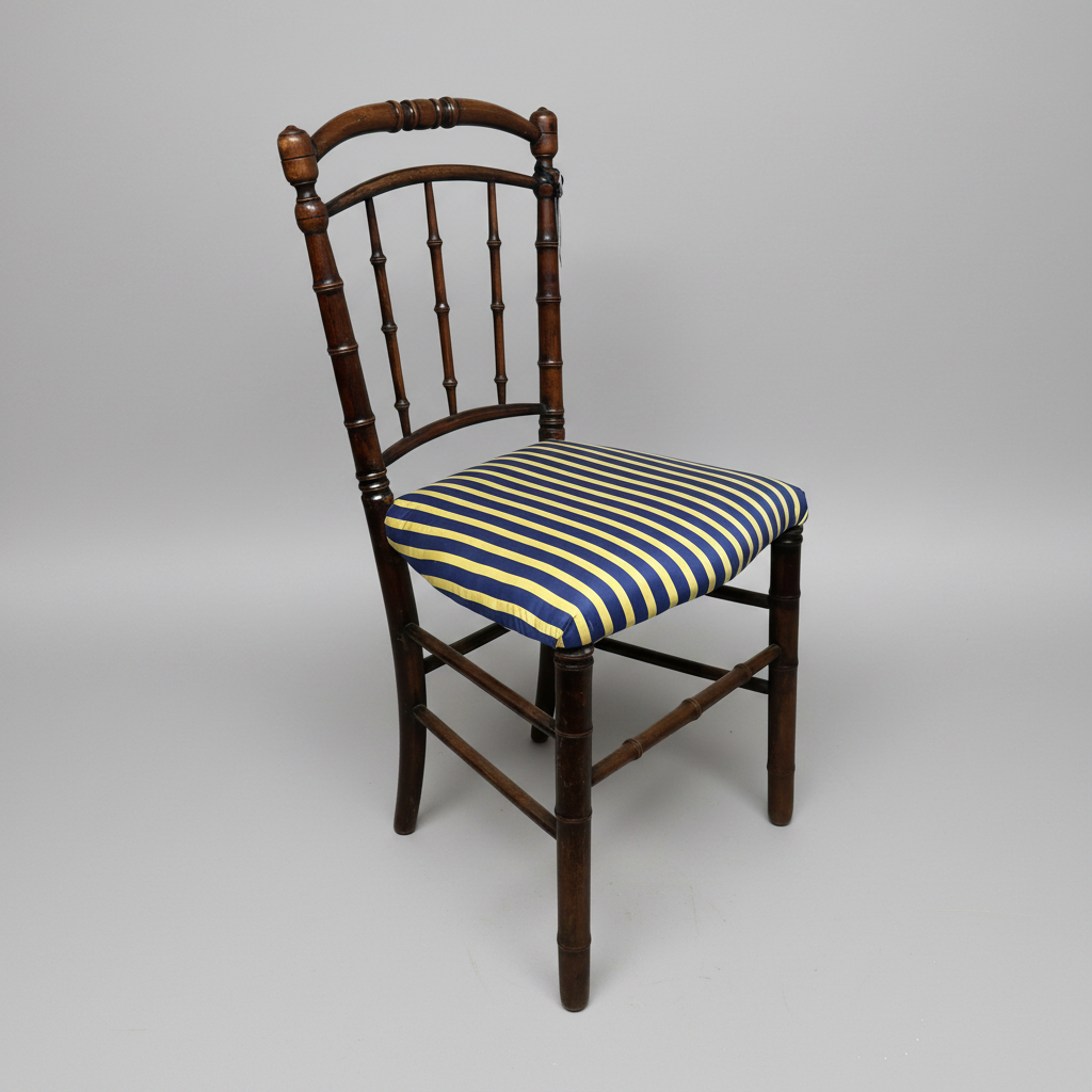 Antique Napoleon Chairs with Yellow and Blue Upholstering c1880's, Pair