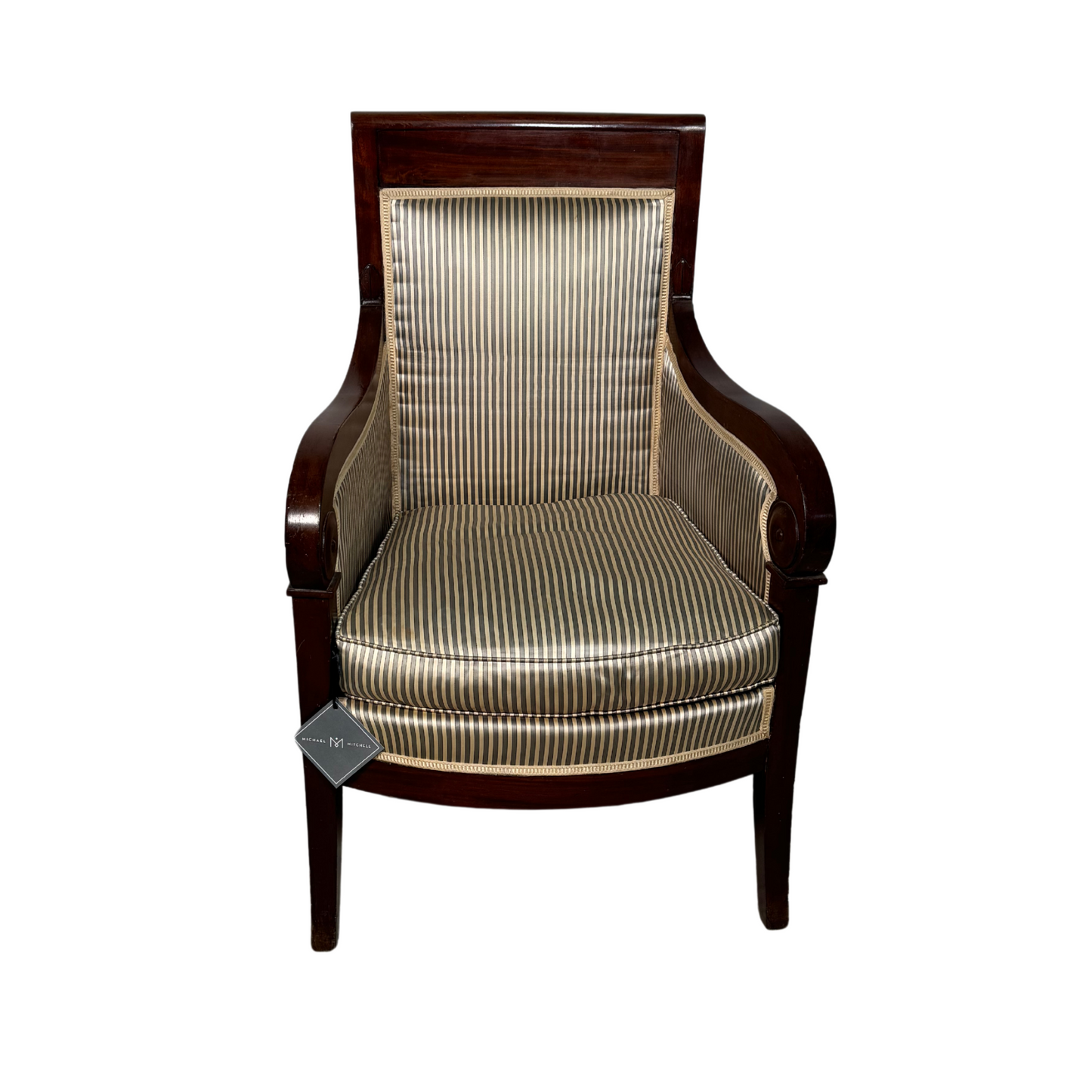 Pair of Empire Chairs in Pin Stripe Silk c1810
