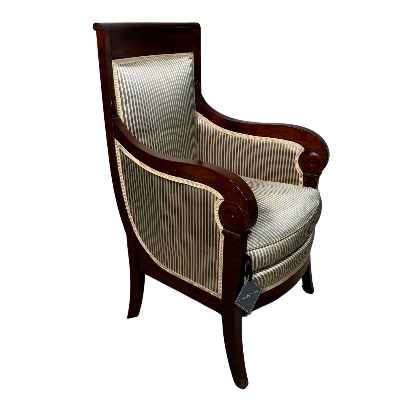 Pair of Empire Chairs in Pin Stripe Silk c1810