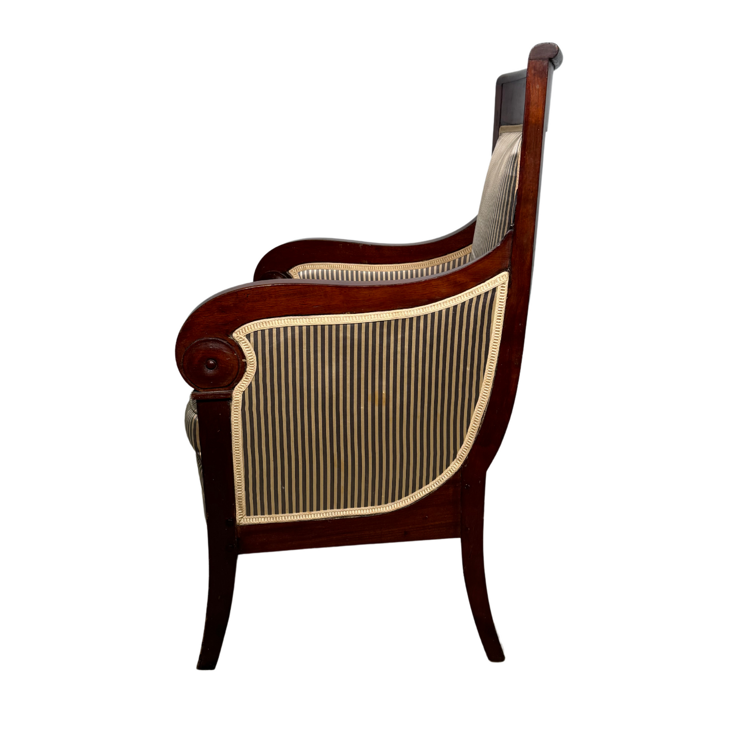 Pair of Empire Chairs in Pin Stripe Silk c1810