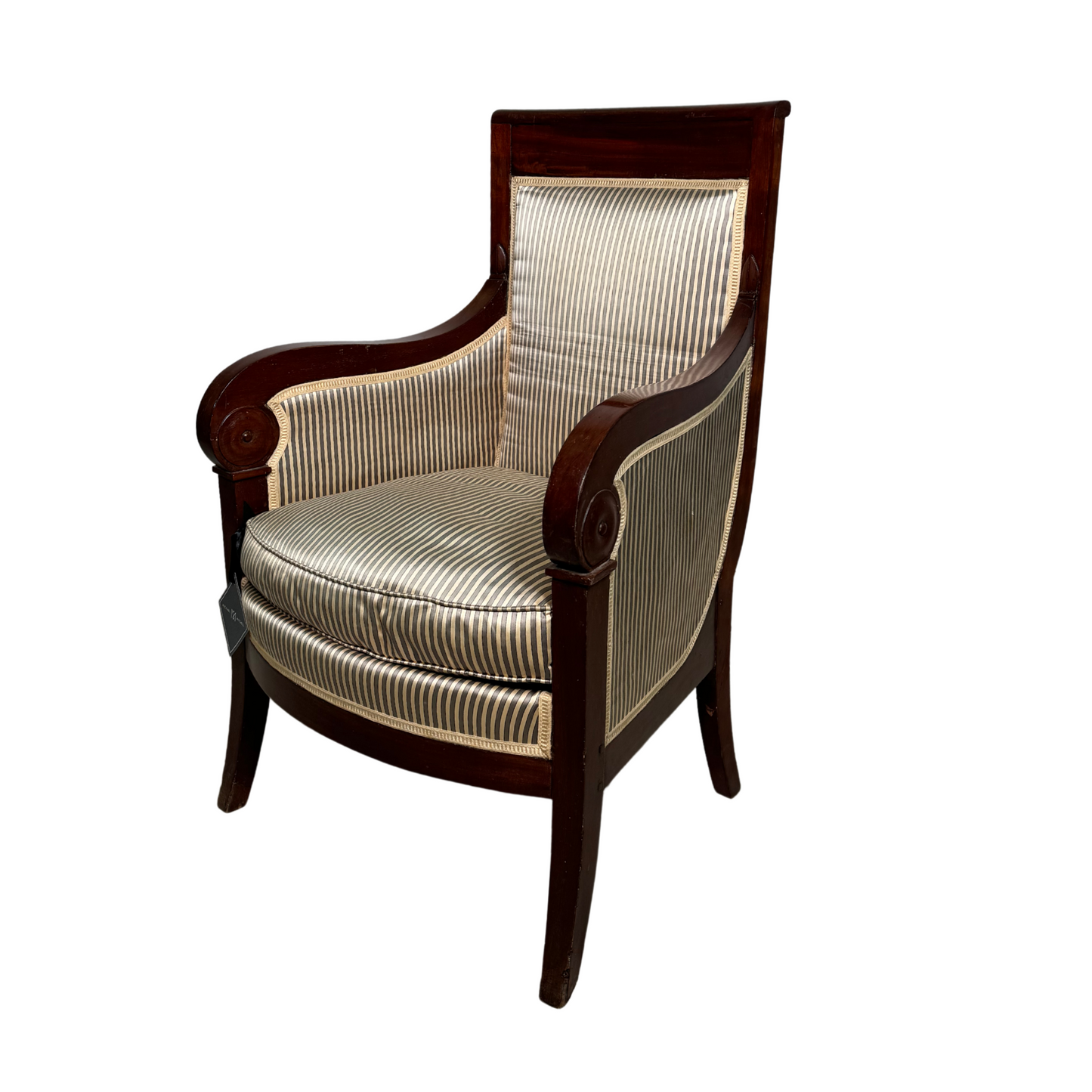 Pair of Empire Chairs in Pin Stripe Silk c1810