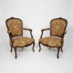 Pair of Louis XV Chairs with Original Needlepoint