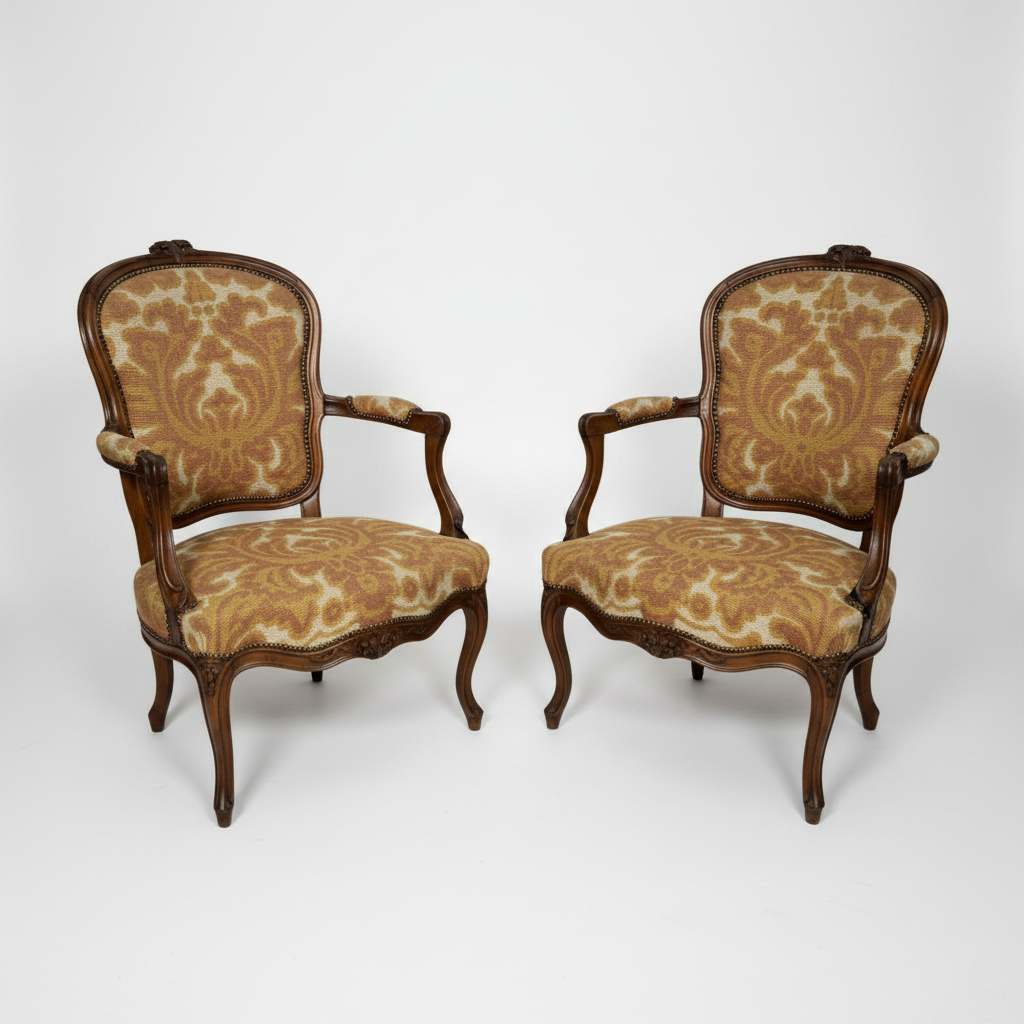 Pair of Louis XV Chairs with Original Needlepoint