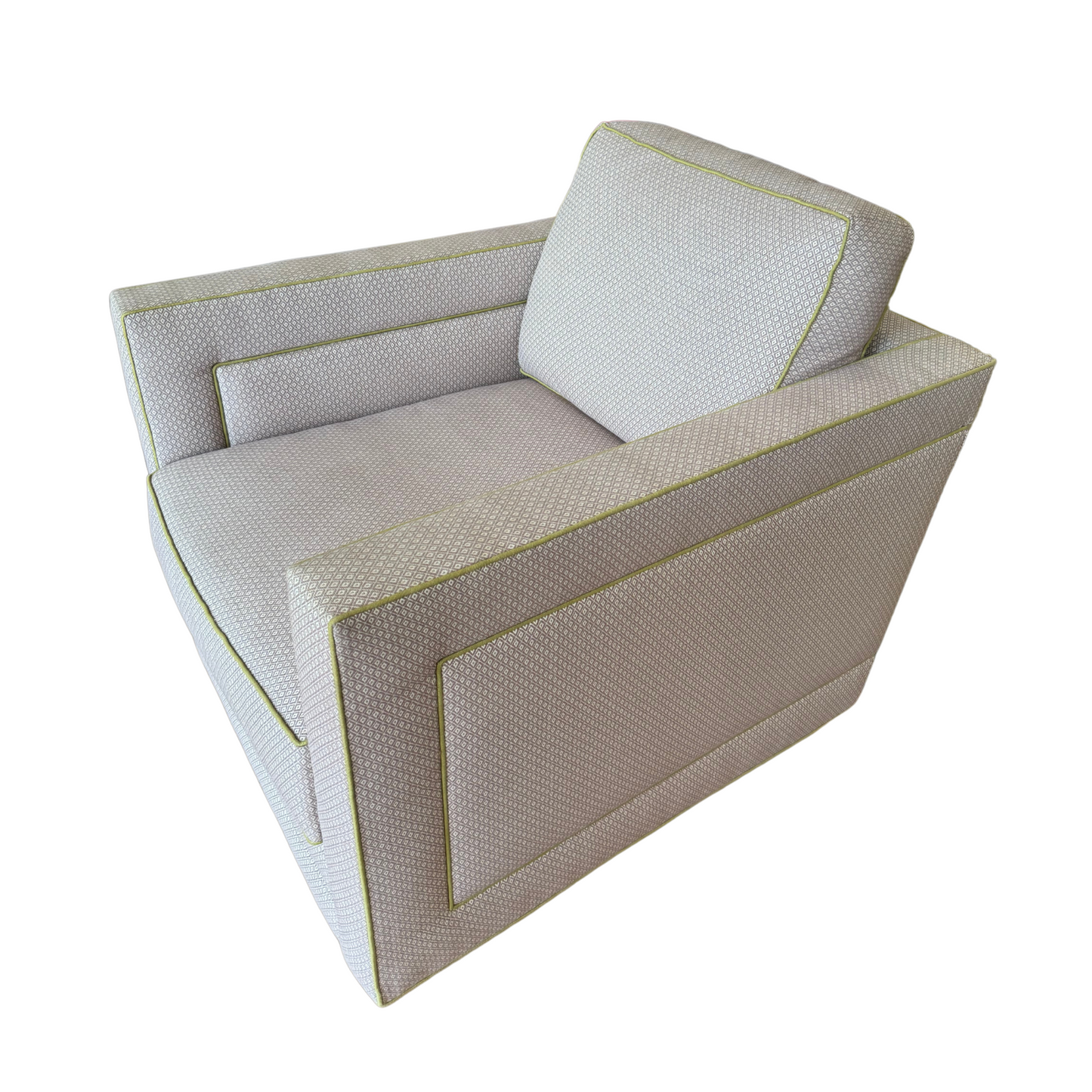 Lilac Swivel Chair with Citron Contrast Welt