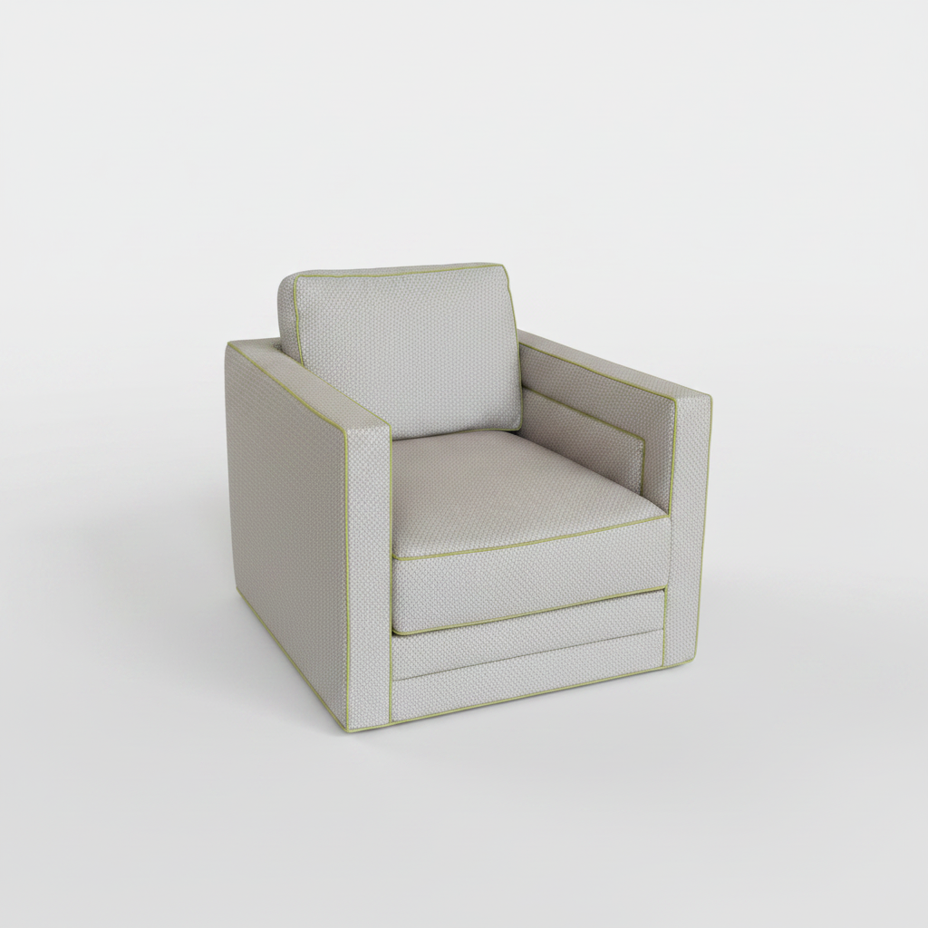 Lilac Swivel Chair with Citron Contrast Welt