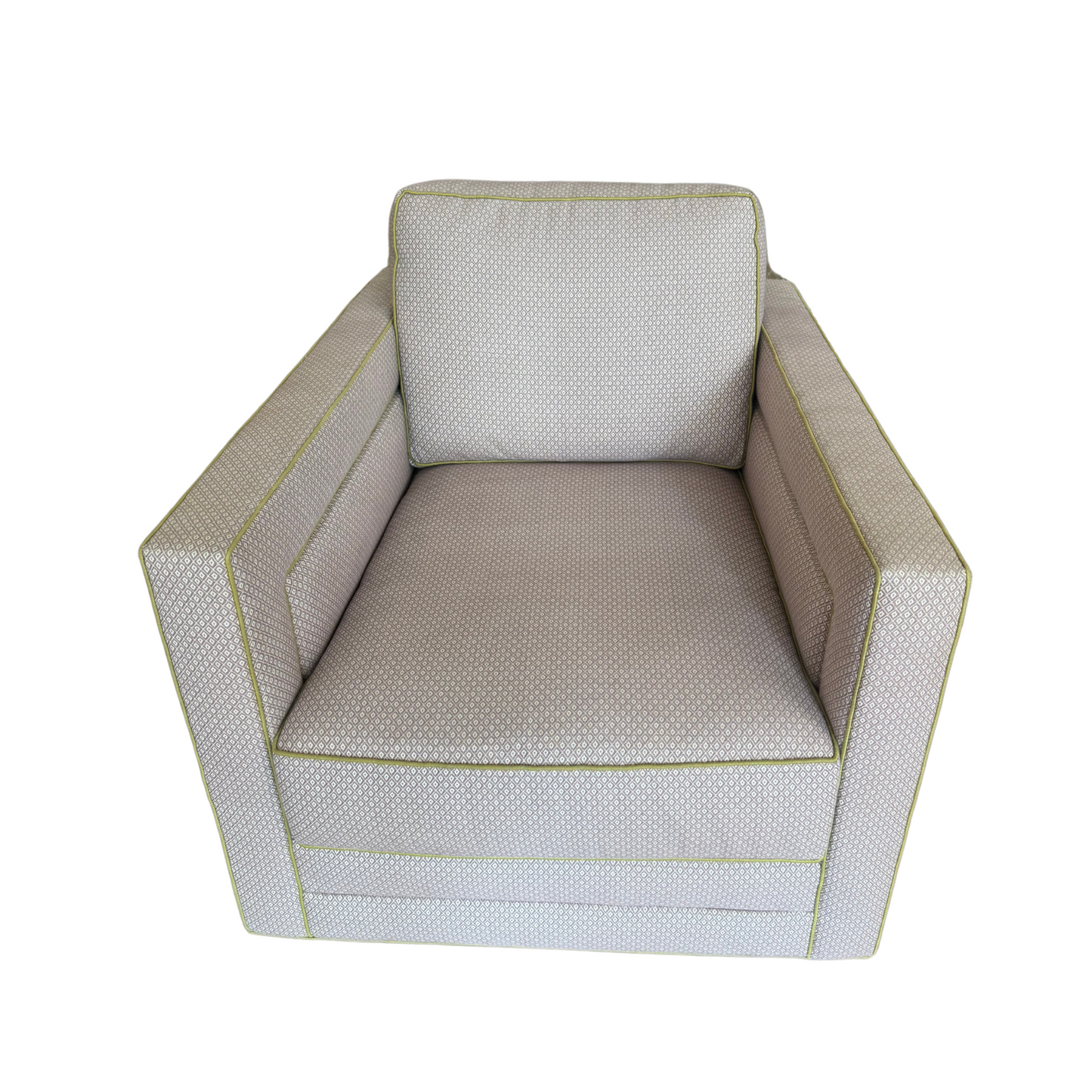 Lilac Swivel Chair with Citron Contrast Welt
