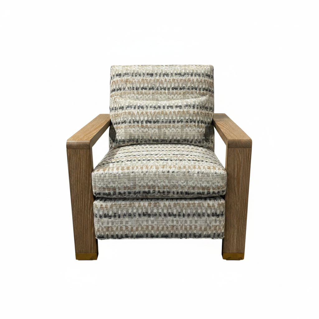 Wooden Wrap Back Chair in Bronze + Charcoal and Napa Cerused Finish