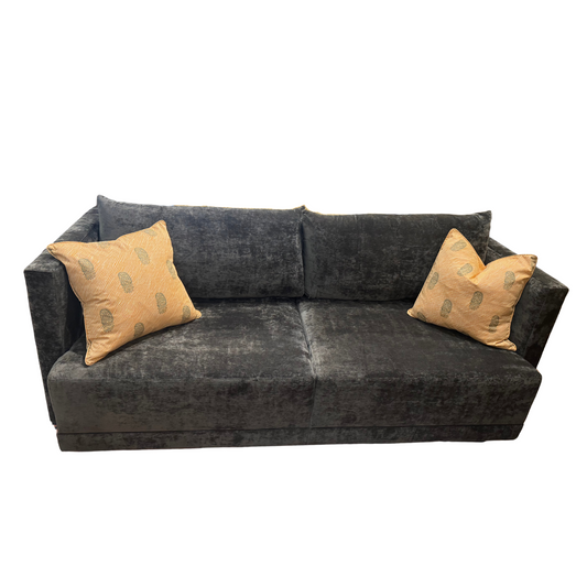 Block Sofa in Charcoal Velvet