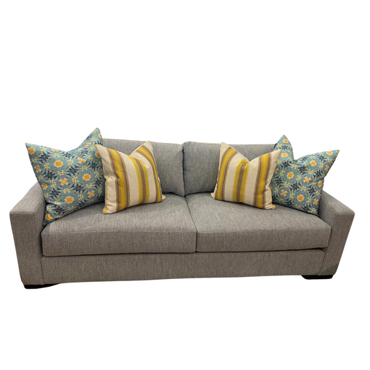 Deep Seat Sofa in Nubby Gray Blue Wool