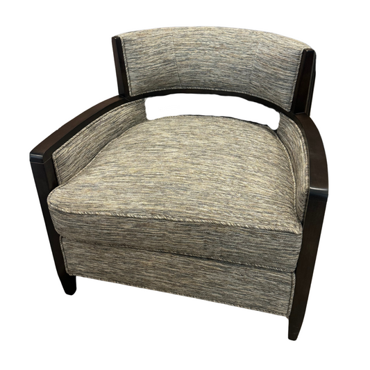 Open-Back Club Chair in Smokey Blue + Matcha Woven