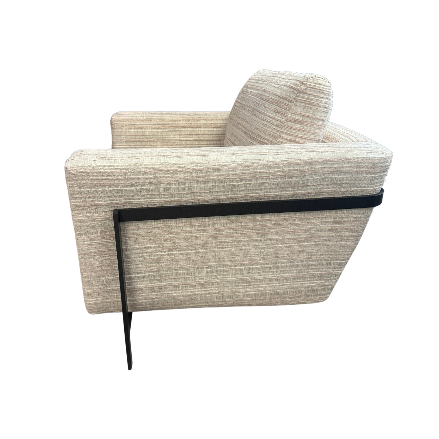 Metal Frame Chair in Beige Textured Stipe