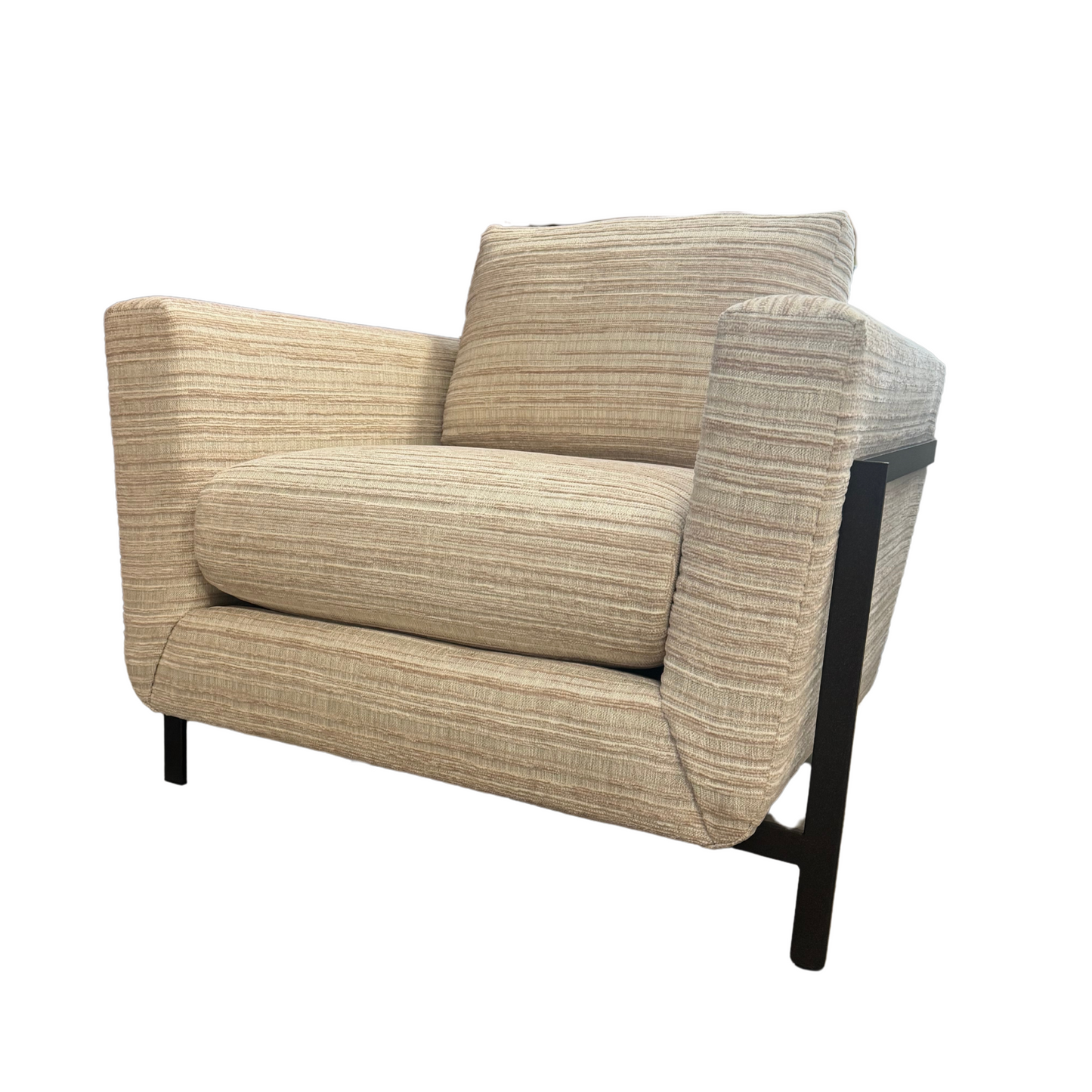 Metal Frame Chair in Beige Textured Stipe