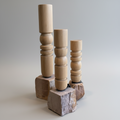 Hand-Made Dolomite Stone + Mahogany Candlestick