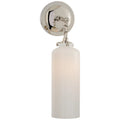 White Glass and Polished Brass Cylinder Wall Sconce