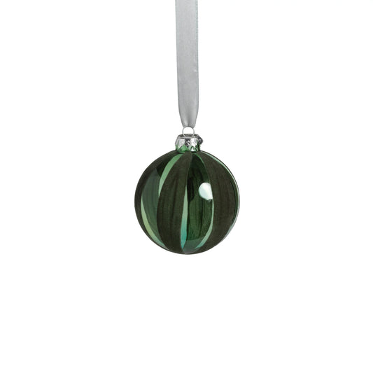 Flocked Green Glass Ornament