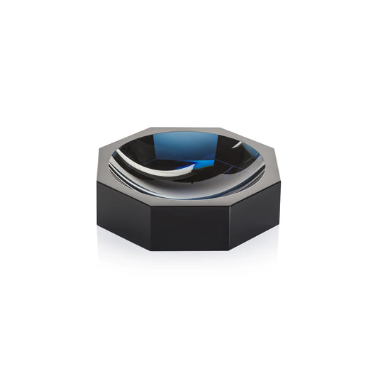 Blue Glass Crystal Octagon Bowl