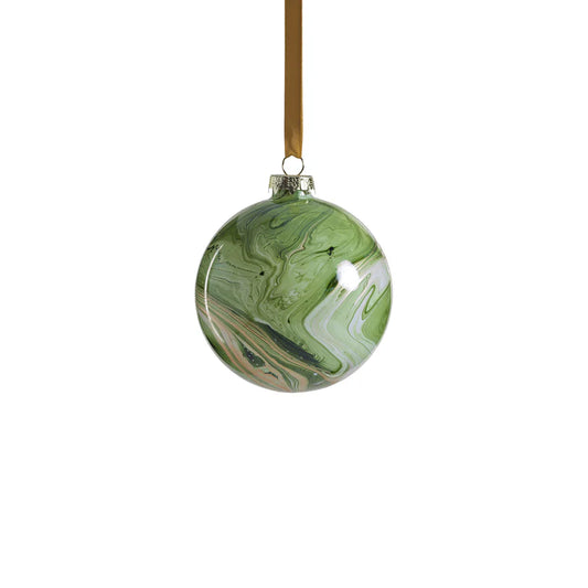 Green Watercolor Round Ornament