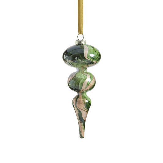 Green Watercolor Finial Ornament