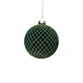 Green Flocked Round Ornament with Gold Accents