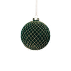 Green Flocked Round Ornament with Gold Accents