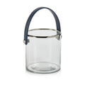 Glass Ice Bucket with a Leather Handle
