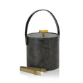Shagreen Leather Ice Bucket + Gold Tongs